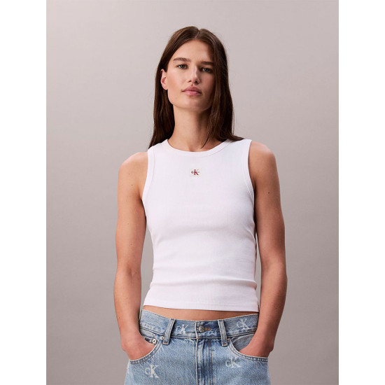 Calvin Klein Γυναικεία αμάνικη μπλούζα Ribbed Cotton Badge Tank Top